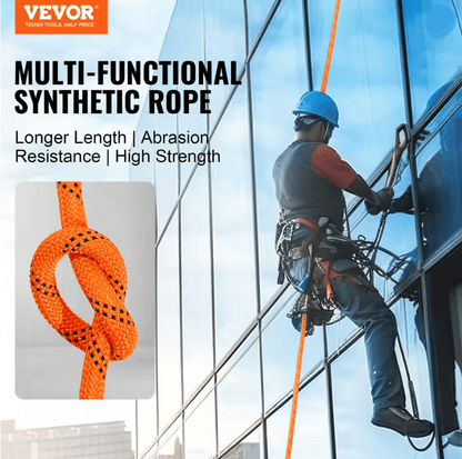 VEVOR 120FT Dual Weave Polyester Arborist Rope for Tree Work, Climbing, and Outdoor Utility