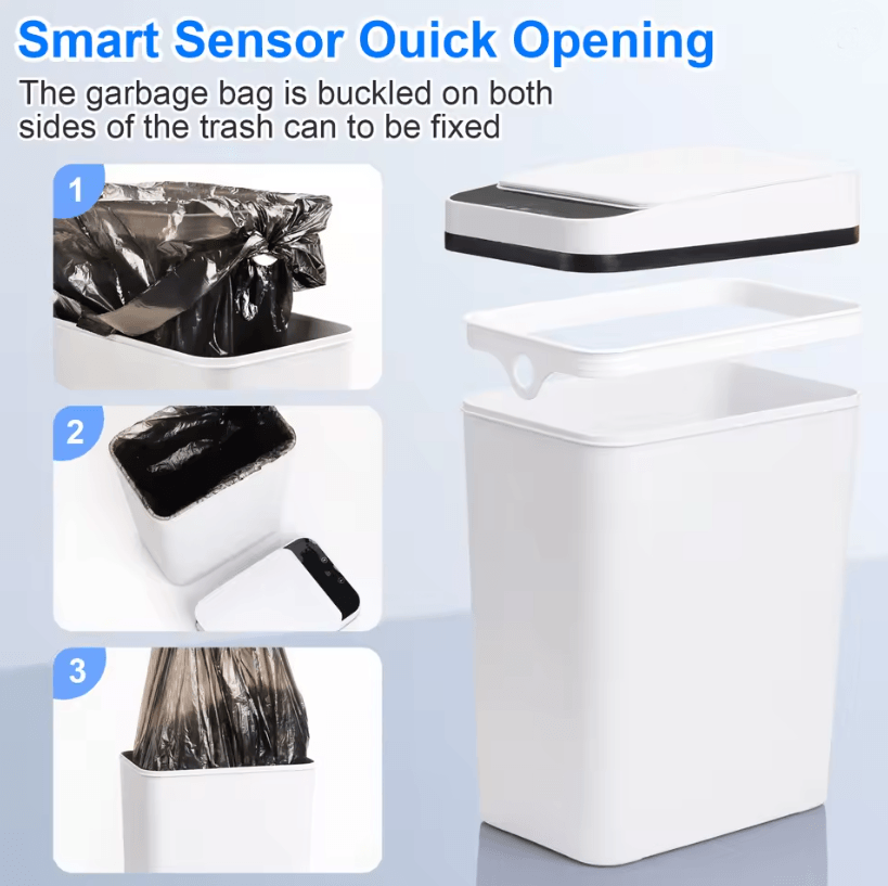 2 Pack 12L Touchless Motion Sensor Trash Cans With Lid 1