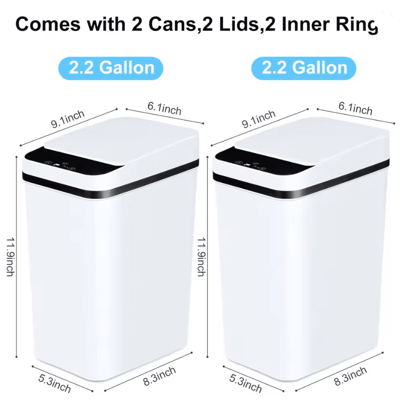 2 Pack 12L Touchless Motion Sensor Trash Cans With Lid 2