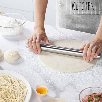 Non-stick Stainless Steel Rolling Pin for Baking Bread, Pastry, Pizza, Cookies & Cannoli, Premium Kitchen Utensil Tool
