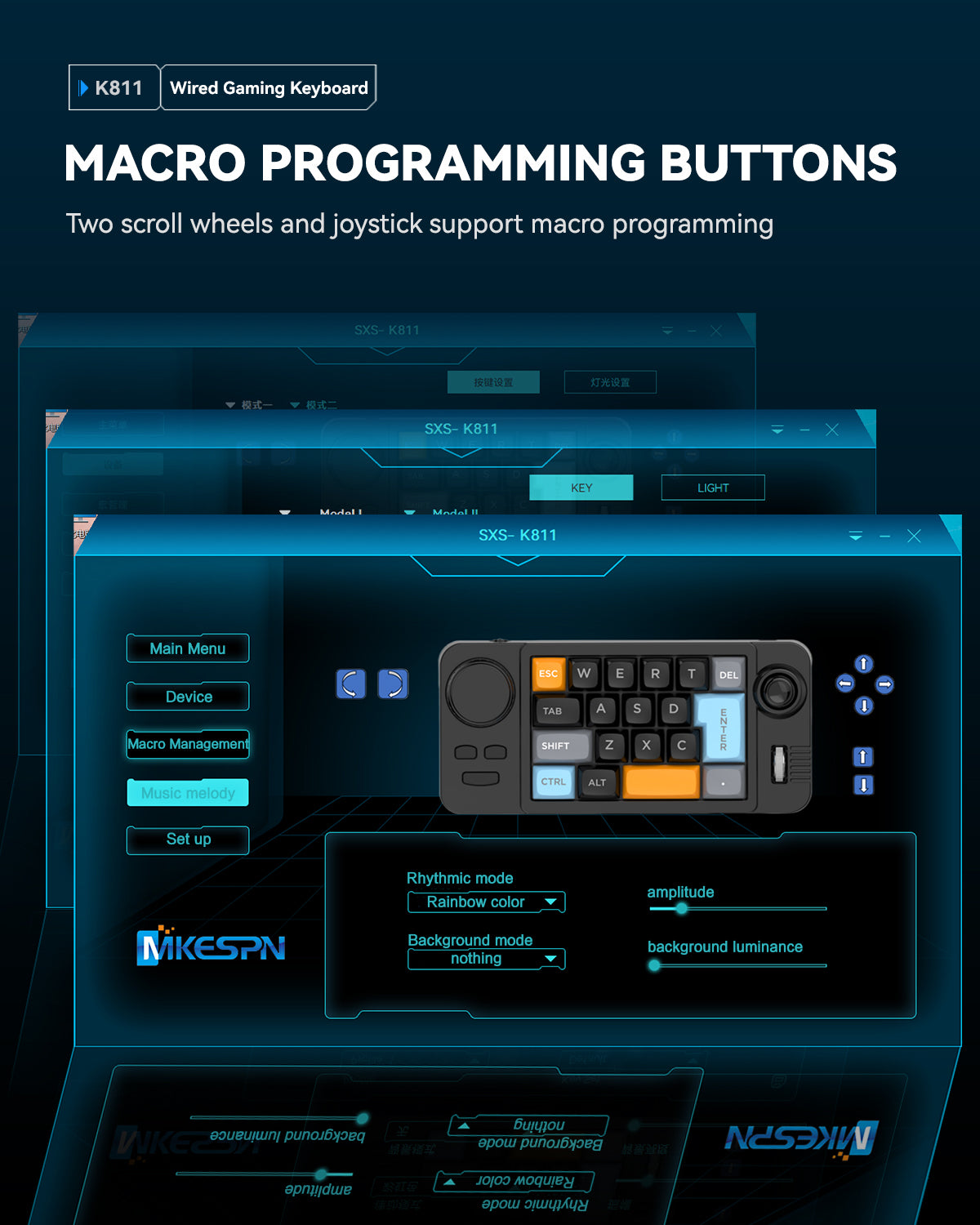 Programmable Wired Mechanical Keyboard with Volume Scroll Wheel, Game Joystick 19-Key Hot-Swappable Keypad for Mac