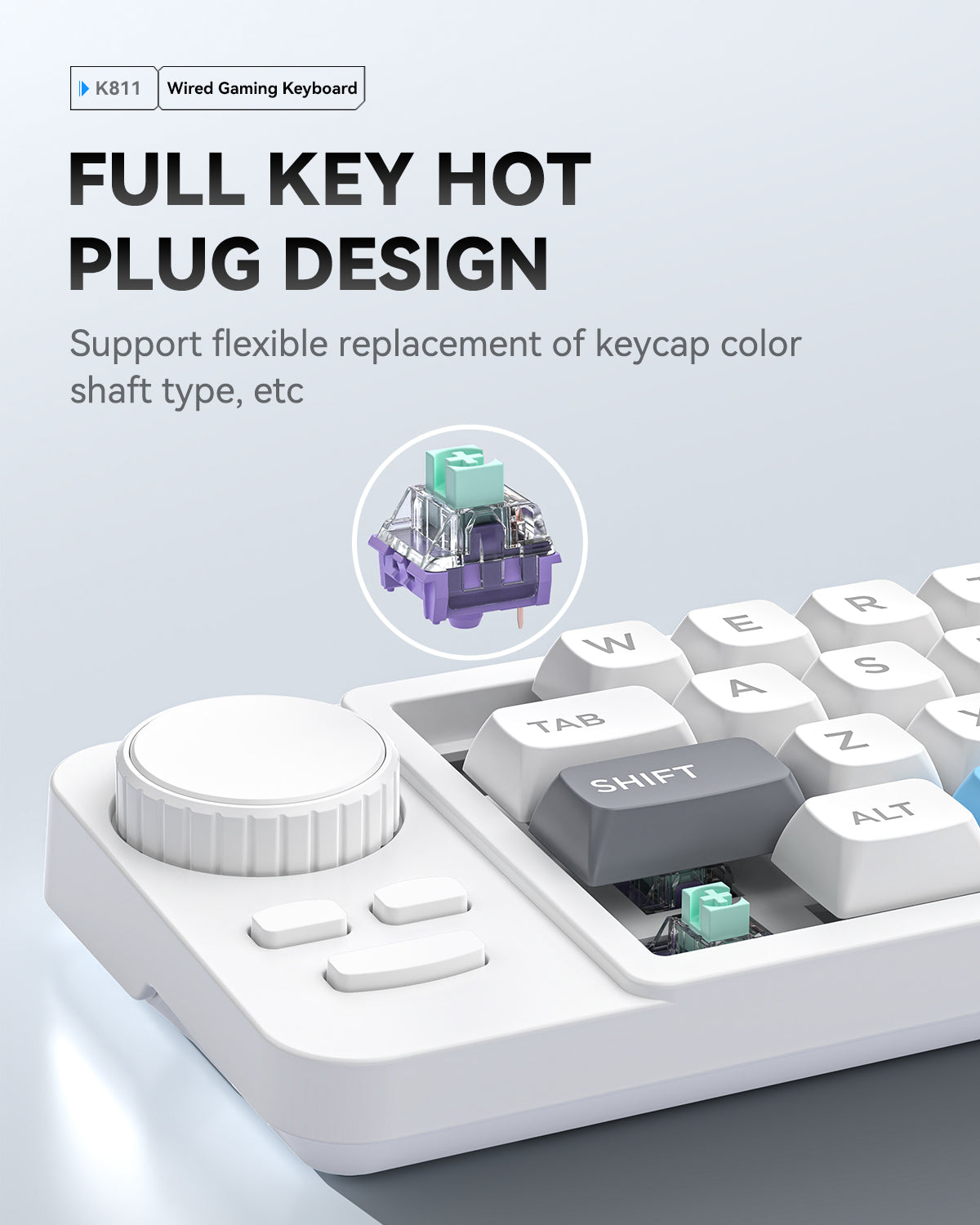 Programmable Wired Mechanical Keyboard with Volume Scroll Wheel, Game Joystick 19-Key Hot-Swappable Keypad for Mac