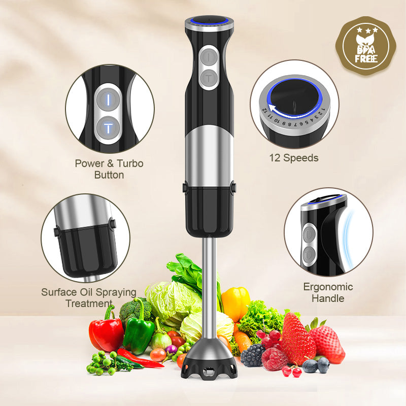 Immersion Blender 5in1 Handheld Blender ScratchResistant Blending Stick For Shakes Purees  Smoothie 5