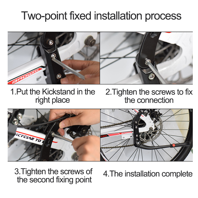 Adjustable Aluminum Kickstand for MTB & Road Bicycle, Rear Side Parking Rack Support for Mountain Bike