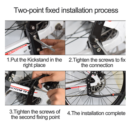 Adjustable Aluminum Kickstand for MTB & Road Bicycle, Rear Side Parking Rack Support for Mountain Bike