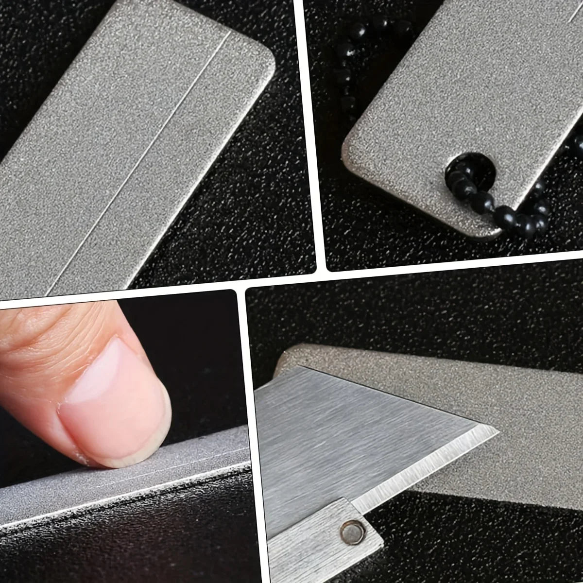 Knife Sharpener Diamond Mini Keychain Tool, Compact Outdoor Camping Sharpener with Emery Nail File for EDC, Survival