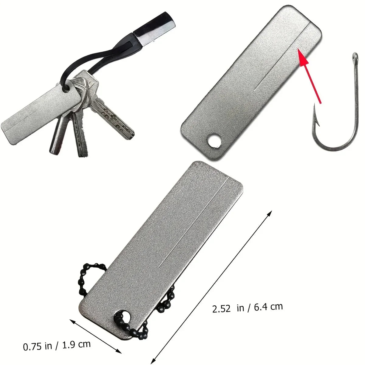 Knife Sharpener Diamond Mini Keychain Tool, Compact Outdoor Camping Sharpener with Emery Nail File for EDC, Survival