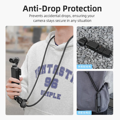 Adjustable Neck Strap Camera Lanyard with 1/4in Screw for Pocket 3, Insta360 X3 X4, GoPro, Anti-Lost Hanging Rope