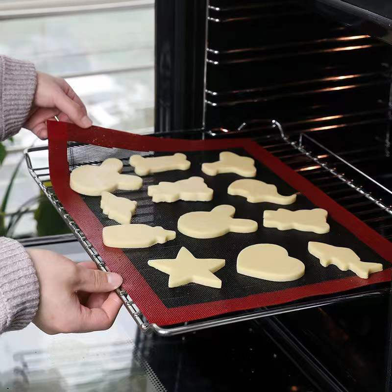 High Temp Silicone Grill Mat Baking Tray, Reusable Non-Stick Cookie Bread Mat for Oven Microwave, Breathable Kitchen