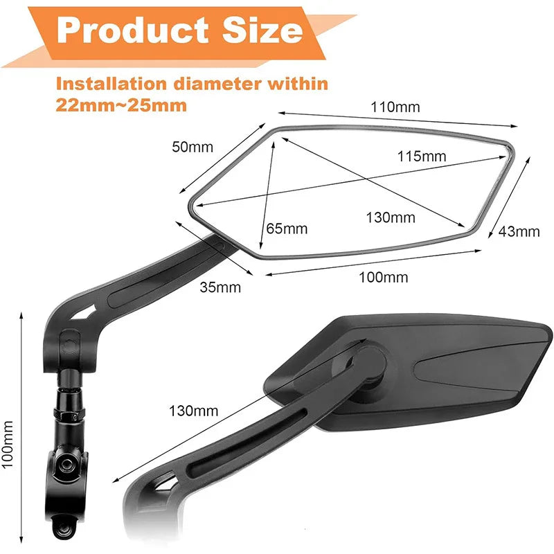 Adjustable Rotatable Bike Rear View Mirror Reflector Clear Rearview Handlebar Mirror For Bicycle El 2