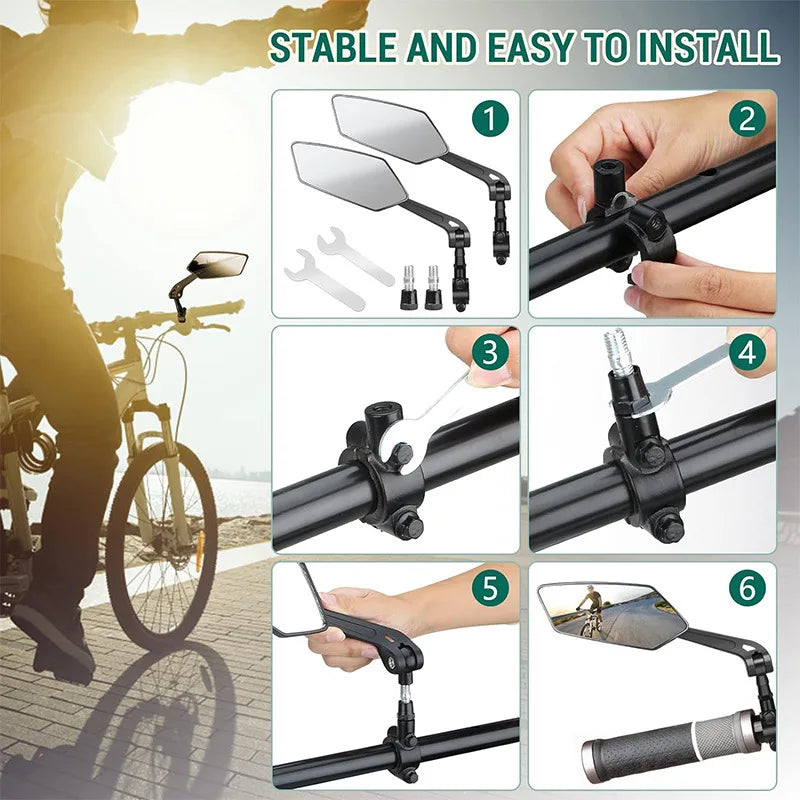 Adjustable Rotatable Bike Rear View Mirror Reflector Clear Rearview Handlebar Mirror For Bicycle El 4