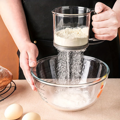 Non-Stick Semi-Automatic Flour Sifter with Hand Press Design | Transparent Baking Sieve | Kitchen Tools & Accessories