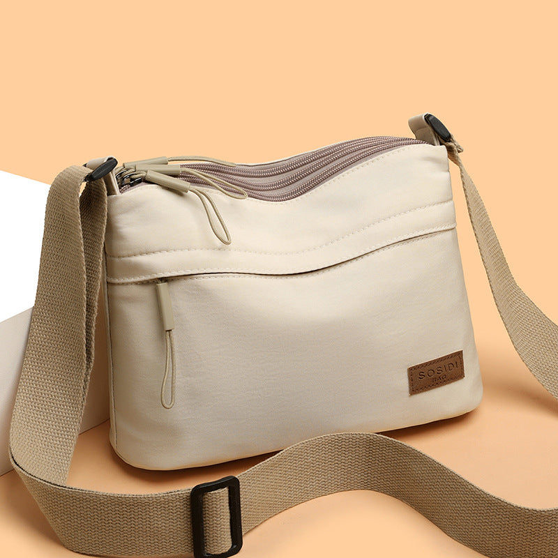Women High Capacity Shoulder Crossbody Bag with 3 Main Pockets, Canvas Multi-Pocket Purse Handbag for Mothers, Travel