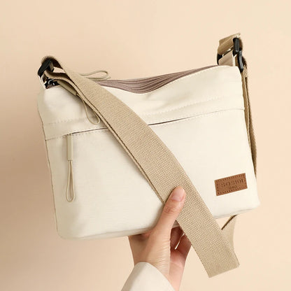 Women High Capacity Shoulder Crossbody Bag with 3 Main Pockets, Canvas Multi-Pocket Purse Handbag for Mothers, Travel