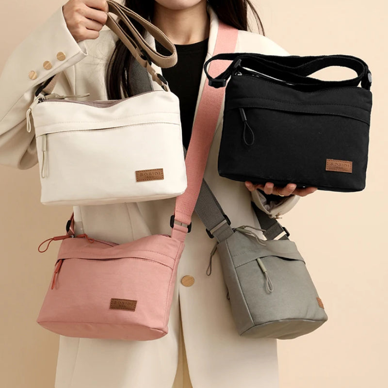 Women High Capacity Shoulder Crossbody Bag with 3 Main Pockets, Canvas Multi-Pocket Purse Handbag for Mothers, Travel
