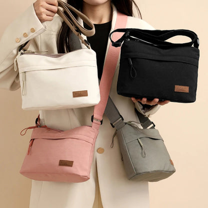 Women High Capacity Shoulder Crossbody Bag with 3 Main Pockets, Canvas Multi-Pocket Purse Handbag for Mothers, Travel