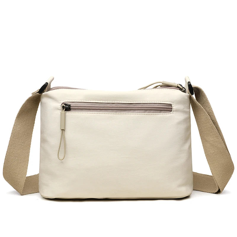 Women High Capacity Shoulder Crossbody Bag with 3 Main Pockets, Canvas Multi-Pocket Purse Handbag for Mothers, Travel
