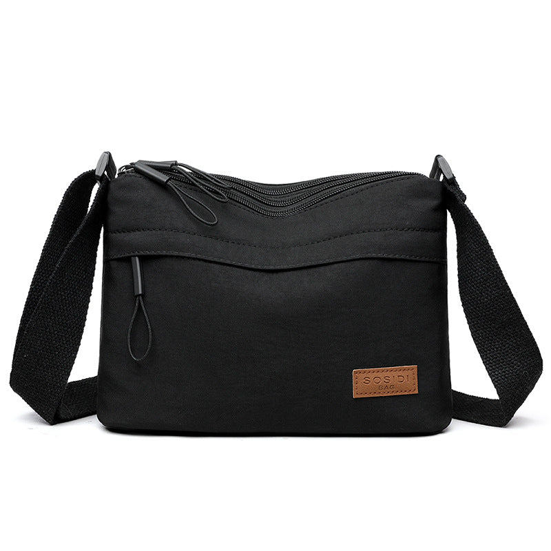 Women High Capacity Shoulder Crossbody Bag with 3 Main Pockets, Canvas Multi-Pocket Purse Handbag for Mothers, Travel