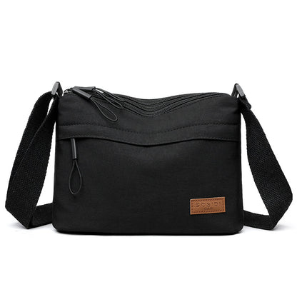 Women High Capacity Shoulder Crossbody Bag with 3 Main Pockets, Canvas Multi-Pocket Purse Handbag for Mothers, Travel
