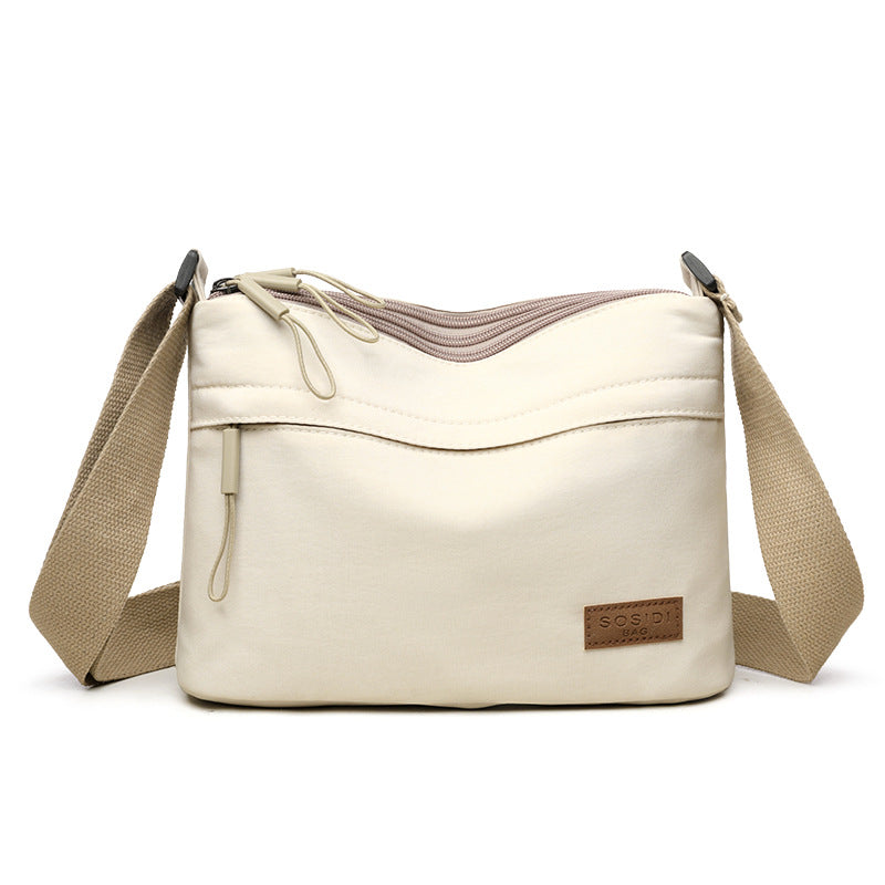 Women High Capacity Shoulder Crossbody Bag with 3 Main Pockets, Canvas Multi-Pocket Purse Handbag for Mothers, Travel