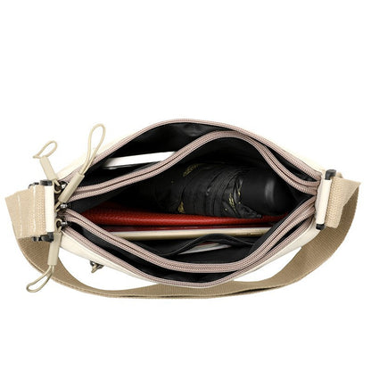 Women High Capacity Shoulder Crossbody Bag with 3 Main Pockets, Canvas Multi-Pocket Purse Handbag for Mothers, Travel