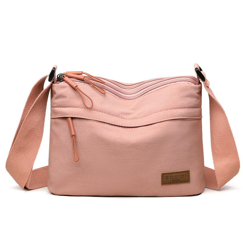 Women High Capacity Shoulder Crossbody Bag with 3 Main Pockets, Canvas Multi-Pocket Purse Handbag for Mothers, Travel