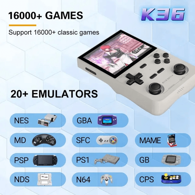 GAMINJA K36 Retro Handheld Game Console  35 IPS Screen 64GB 16000 Classic Games 6