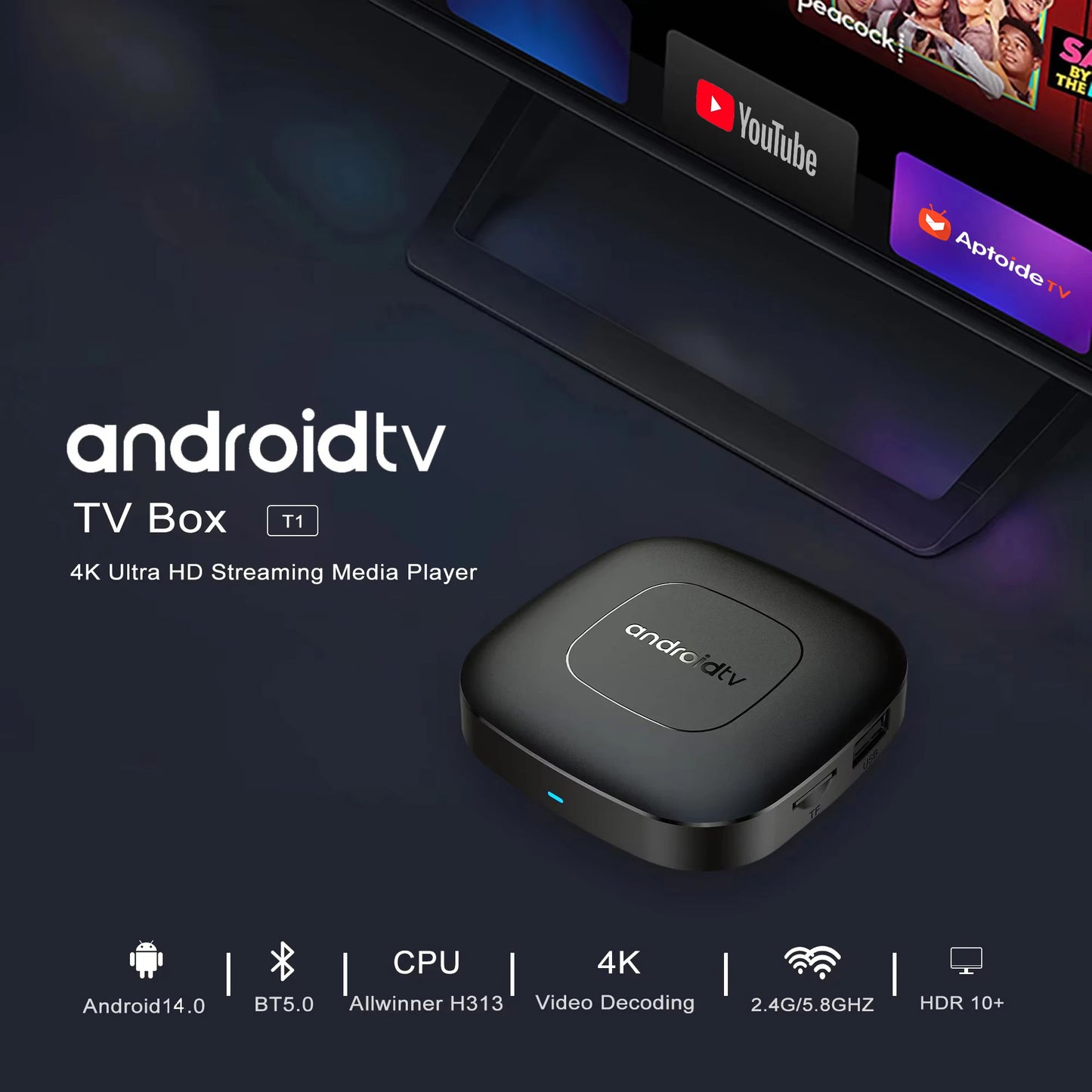 Android13 TV Box T1 With Allwinner Google Assistant Netflix Streaming Media Player Dual Band WiFi 1