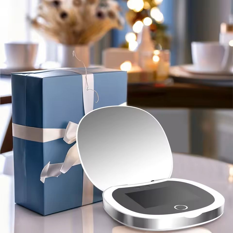 UV Mirror With Light And 2X Magnification Pocket Sunscreen Testing Camera 1