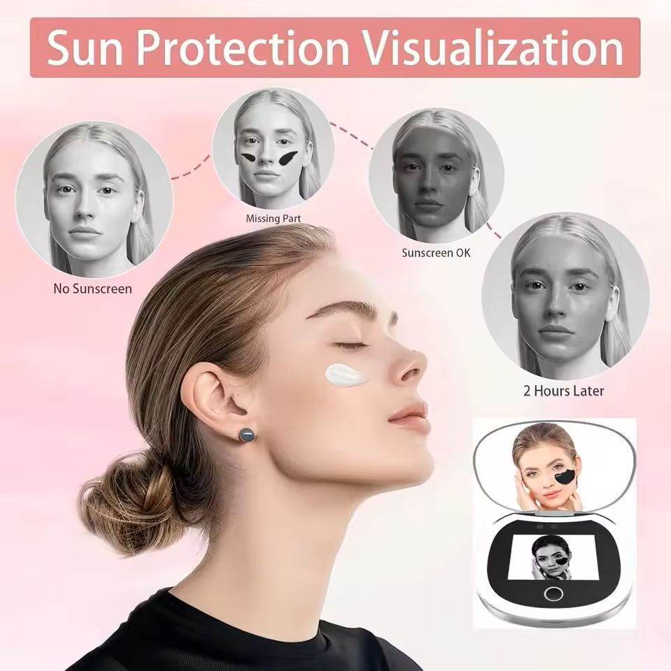 UV Mirror With Light And 2X Magnification Pocket Sunscreen Testing Camera 2