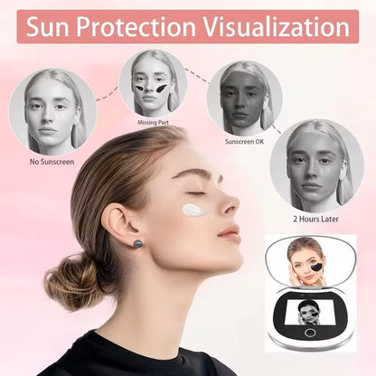 UV Mirror With Light And 2X Magnification Pocket Sunscreen Testing Camera 2