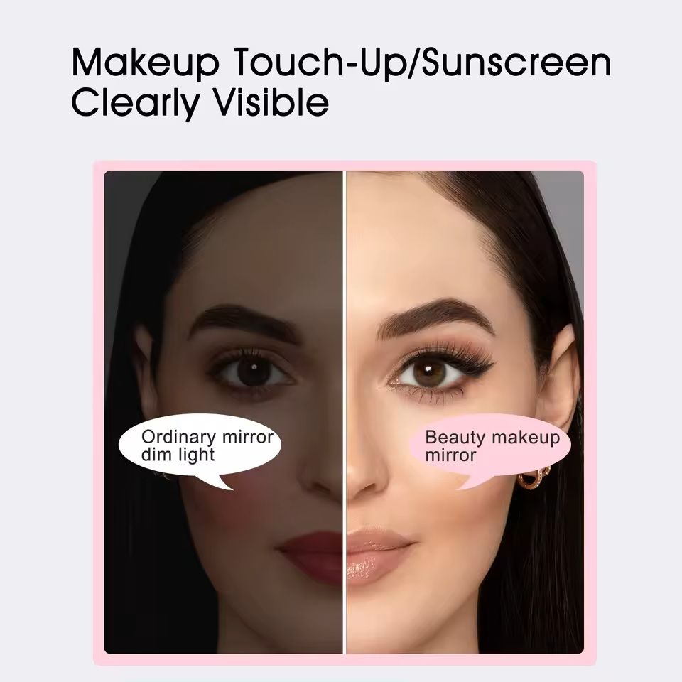 UV Mirror With Light And 2X Magnification Pocket Sunscreen Testing Camera 5