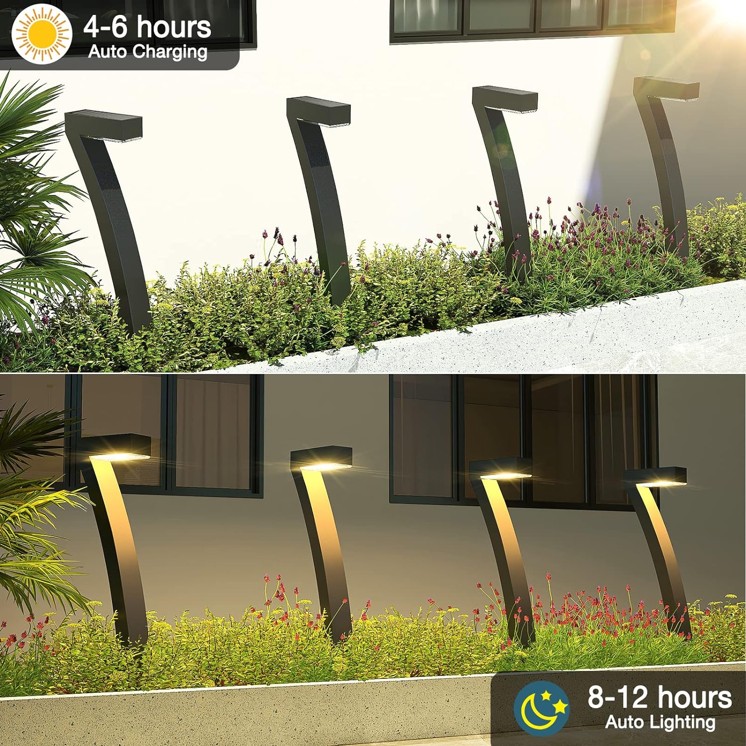 Bright Solar Outdoor Lights Pathway, 6-Pack Waterproof LED Solar Garden Lights with Auto On/Off for Outside Landscape