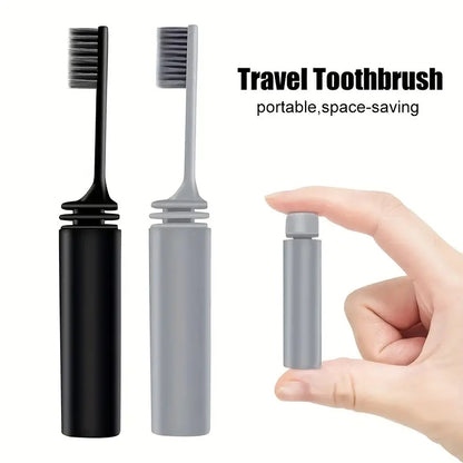 Folding Charcoal Travel Toothbrush, Compact, Portable, & Hygienic Toothbrush Ideal for Camping, Hiking & On-the-Go Oral