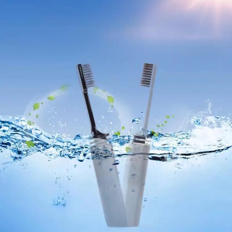 Folding Charcoal Travel Toothbrush, Compact, Portable, & Hygienic Toothbrush Ideal for Camping, Hiking & On-the-Go Oral