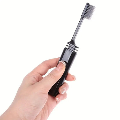 Folding Charcoal Travel Toothbrush, Compact, Portable, & Hygienic Toothbrush Ideal for Camping, Hiking & On-the-Go Oral