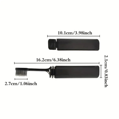 Folding Charcoal Travel Toothbrush, Compact, Portable, & Hygienic Toothbrush Ideal for Camping, Hiking & On-the-Go Oral