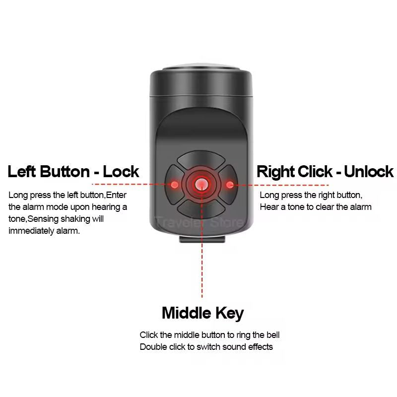 USB Rechargeable Electric Bike Bell With AntiTheft Alarm 4