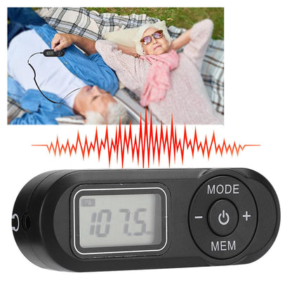 Mini DSP Digital FM Radio with 1.1 Inch LCD Display, Portable Black Music Player with Earphone, Battery Powered Pocket
