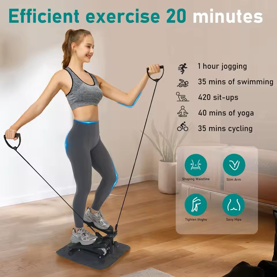 Mini Stepper Pedal Exerciser With LCD Monitor And Resistance Bands 2