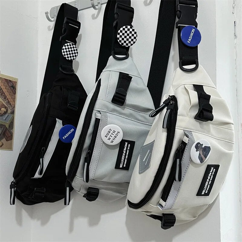 Reflective Chest Bag for Men & Women, Crossbody Waist Bag, Student Collage Shoulder Bag, Casual Purses & Handbag