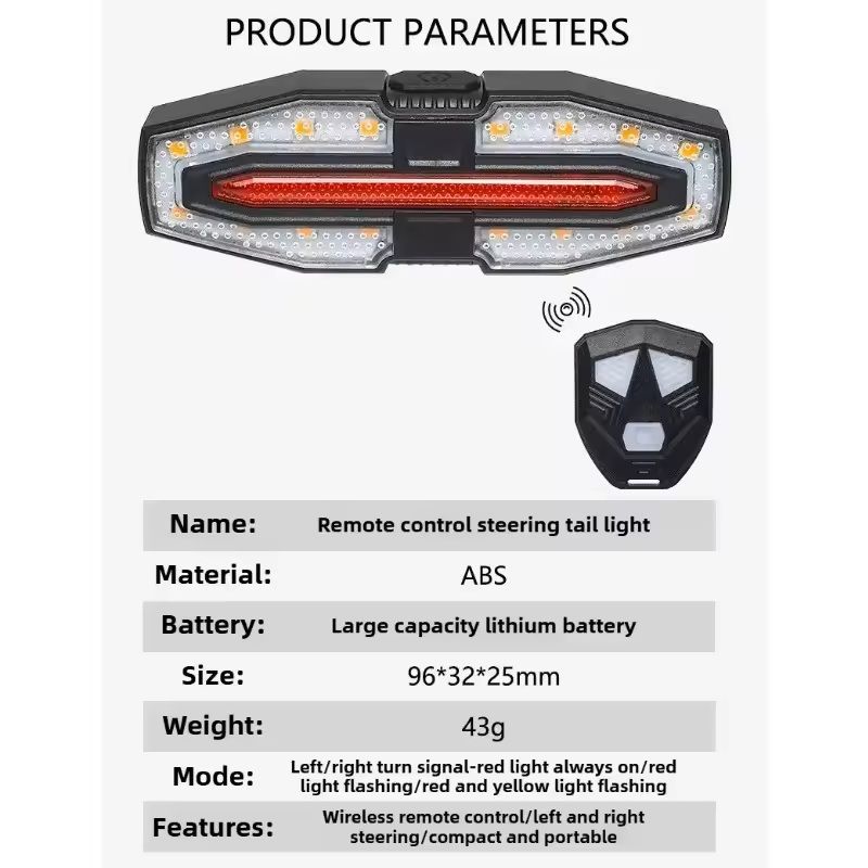 Rechargeable Bike Tail Light With Turn Signals And Wireless Remote 5