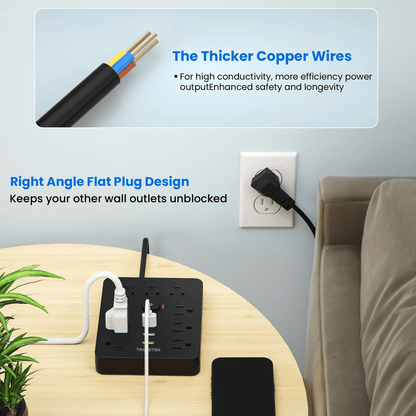 Transton 9 Outlet Power Strip With USB Ports And Surge Protection 5