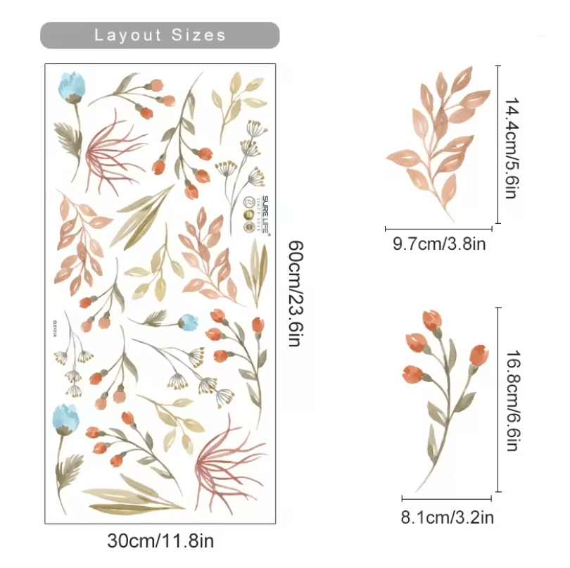 Boho Watercolor Flower Wall Decals  Removable EcoFriendly Floral Stickers For Bedroom And Living Ro 2