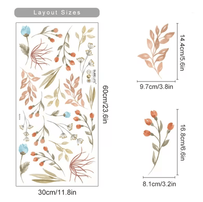 Boho Watercolor Flower Wall Decals  Removable EcoFriendly Floral Stickers For Bedroom And Living Ro 2