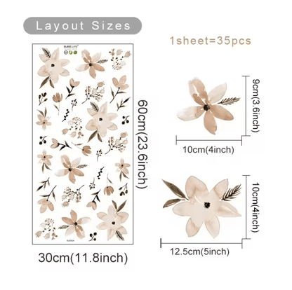Boho Watercolor Flower Wall Decals  Removable EcoFriendly Floral Stickers For Bedroom And Living Ro 3