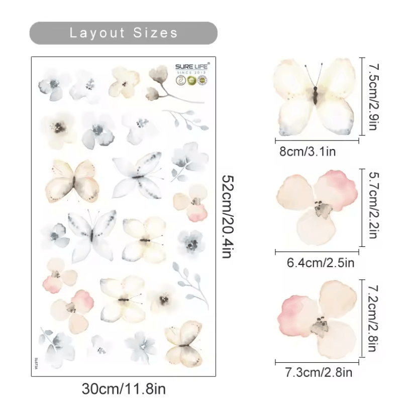 Boho Watercolor Flower Wall Decals  Removable EcoFriendly Floral Stickers For Bedroom And Living Ro 5