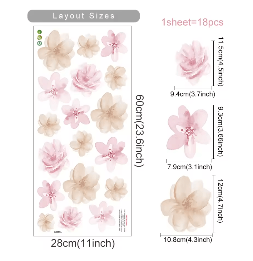 Boho Watercolor Flower Wall Decals  Removable EcoFriendly Floral Stickers For Bedroom And Living Ro 6