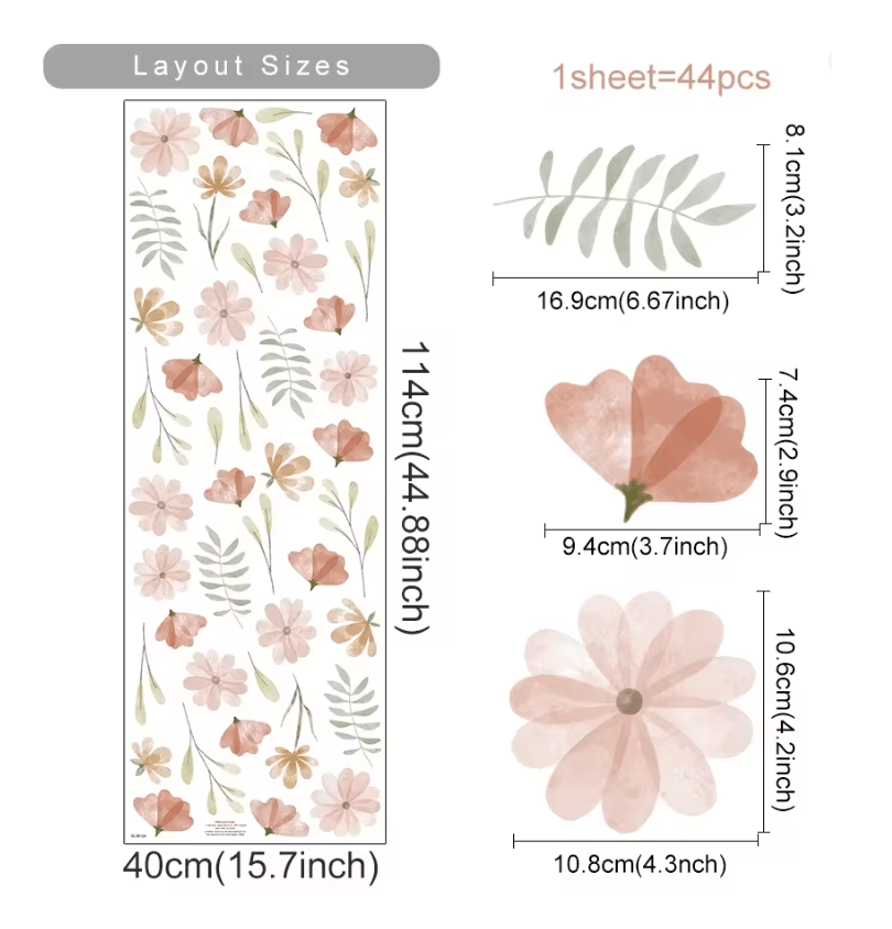 Boho Watercolor Flower Wall Decals  Removable EcoFriendly Floral Stickers For Bedroom And Living Ro 7