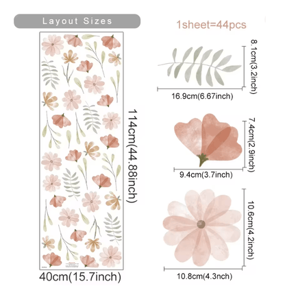 Boho Watercolor Flower Wall Decals  Removable EcoFriendly Floral Stickers For Bedroom And Living Ro 7